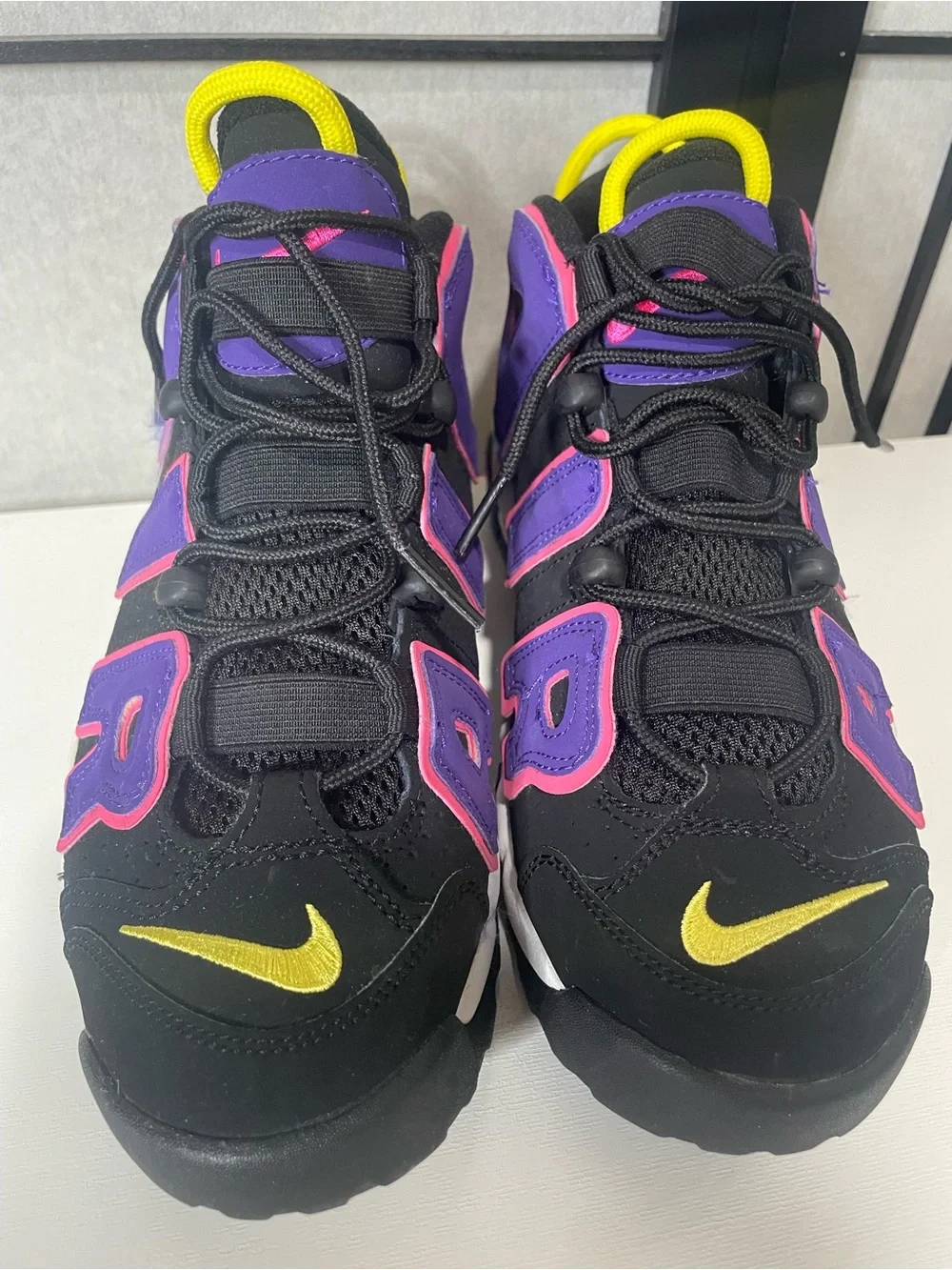 Nike Air More Uptempo GS Purple Yellow Black Youth 5Y Basketball Shoes